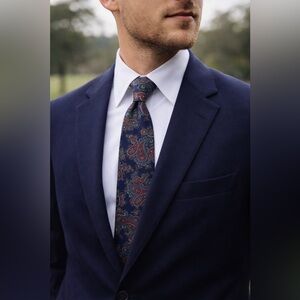 Vintage Bert Pulitzer Paisley Tie Navy Red Teal Classic Preppy Ivy League